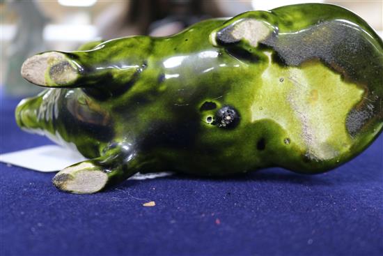 A Wemyss green-glazed seated pig